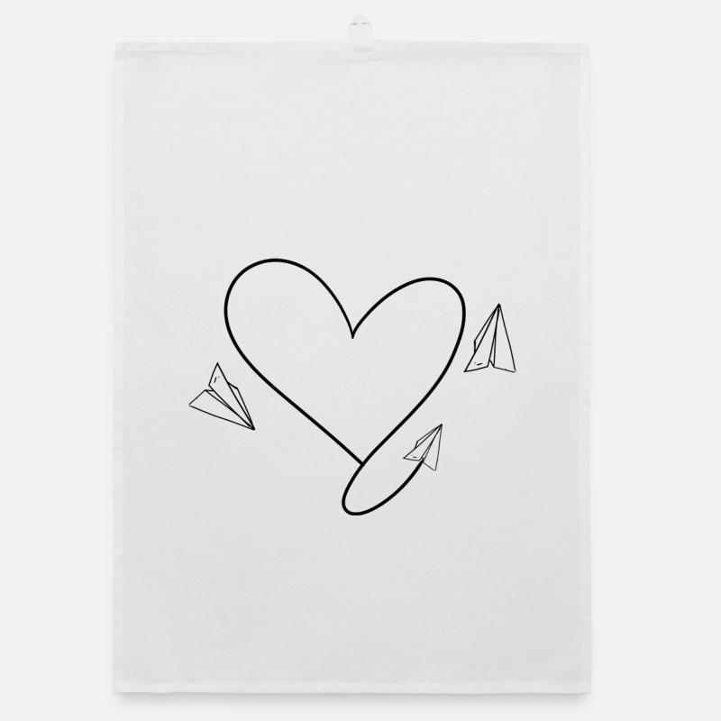 Airplane Flyer with heart Organic dish towel
