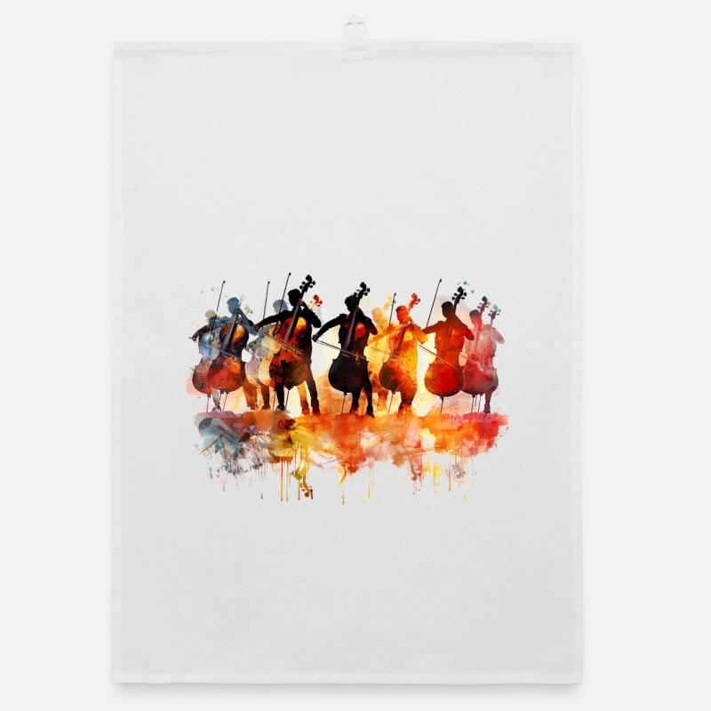 Orchestre de violoncelle abstrait à l’aquarelle Torchon bio