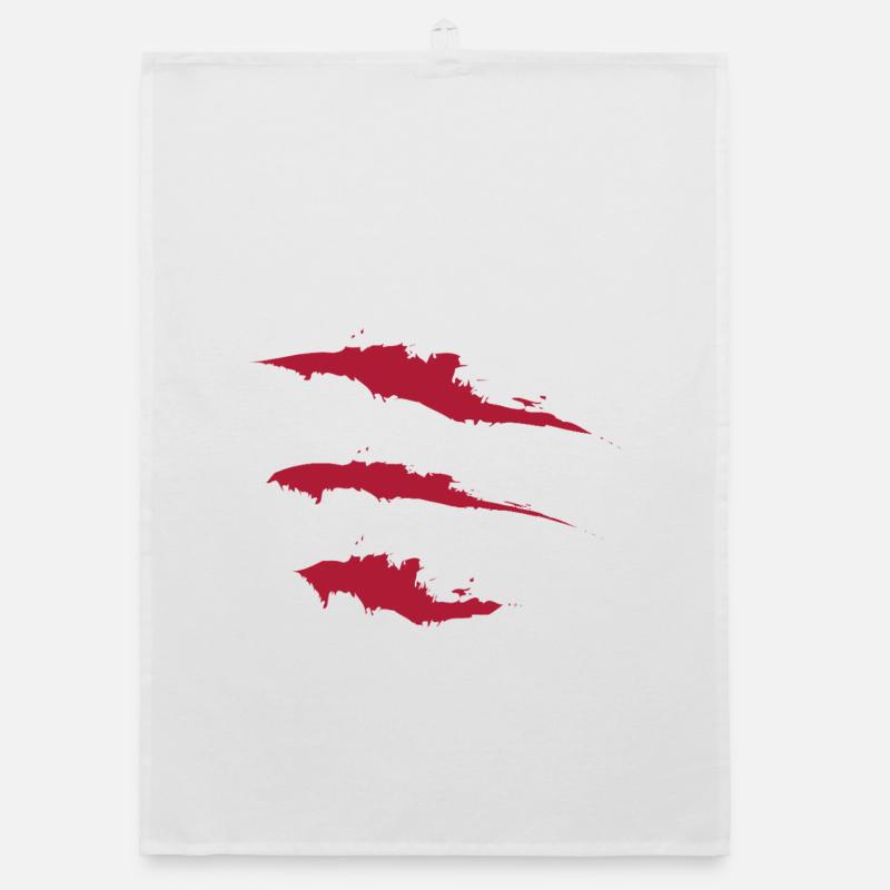 Trois coups de pinceau rouges - Torchon bio - blanc