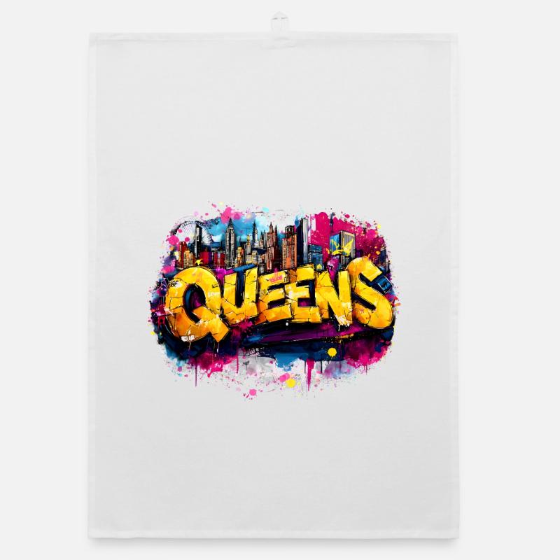 Queens Graffiti Skyline Color Explosion Organic dish towel