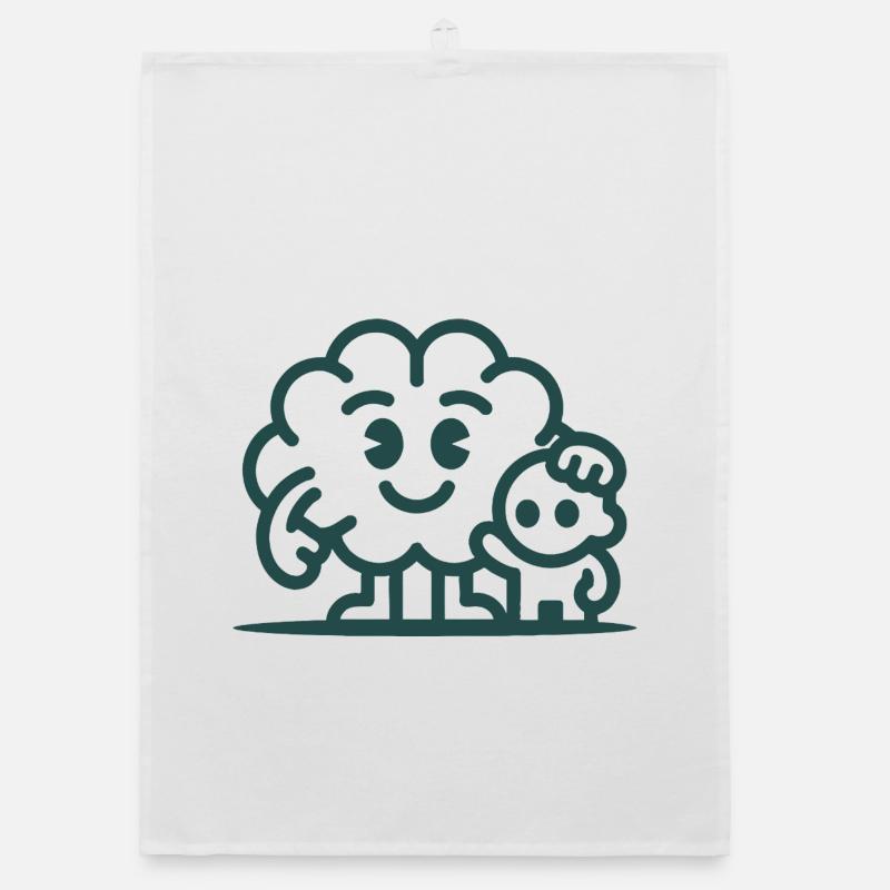 Friendly Cloud Duo Illustration Organic dish towel