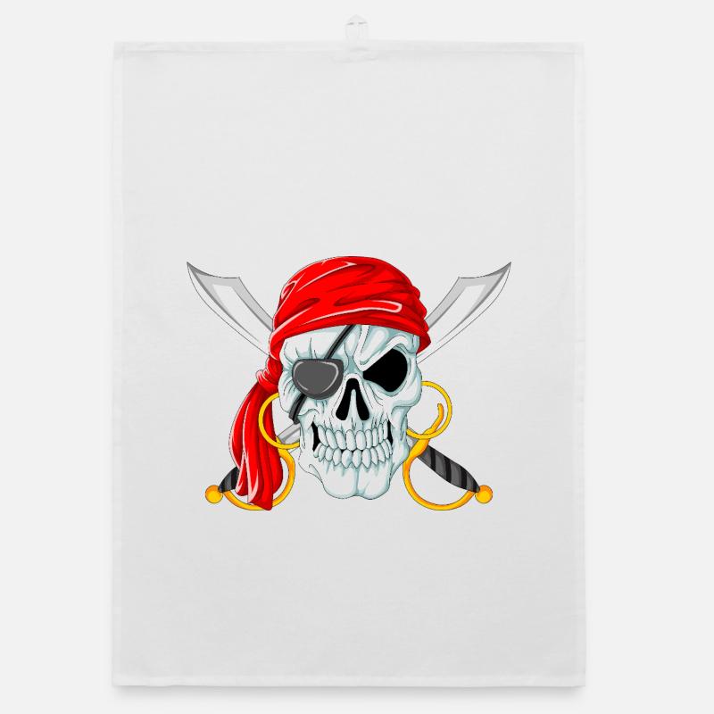 Piratenschädel mit Schwertern Jolly Roger Design Organic Geschirrtuch