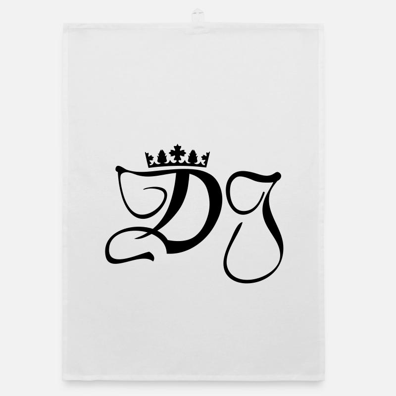 DJ-disc jockey monogram with crown Organic dish towel