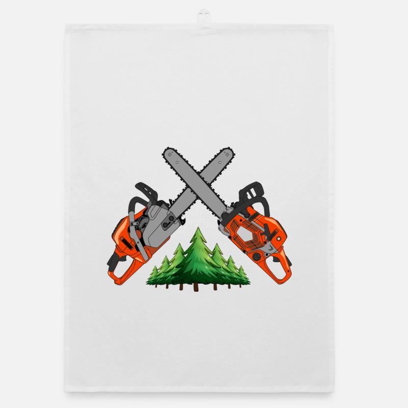 Chainsaw - Green forest Organic dish towel
