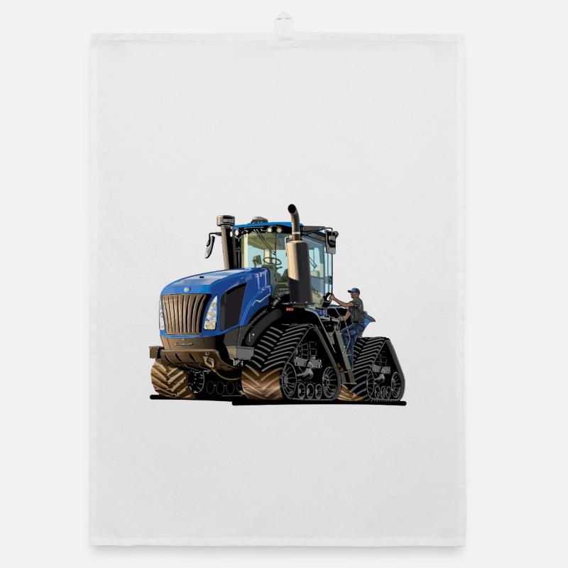 Traktor mit Raupenantrieb - Organic Geschirrtuch - Weiß