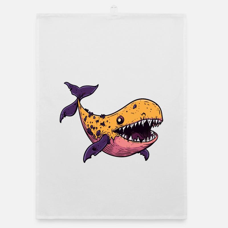 Whale Halloween Comic Funny Organic dish towel