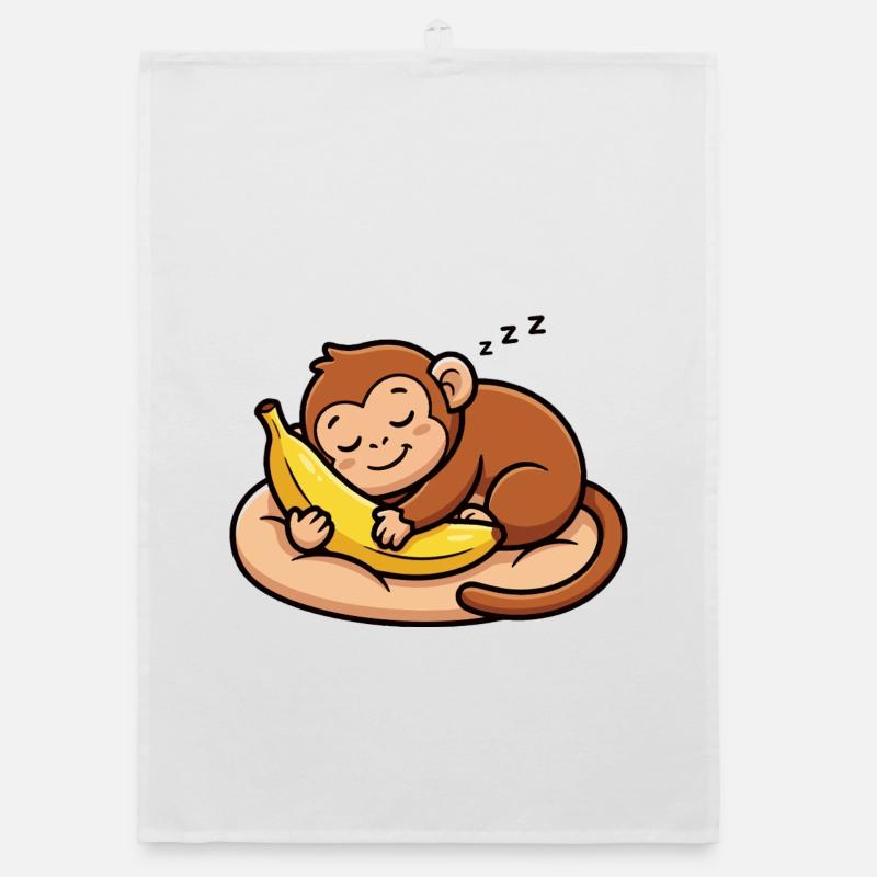 Sleeping monkey with banana Organic dish towel