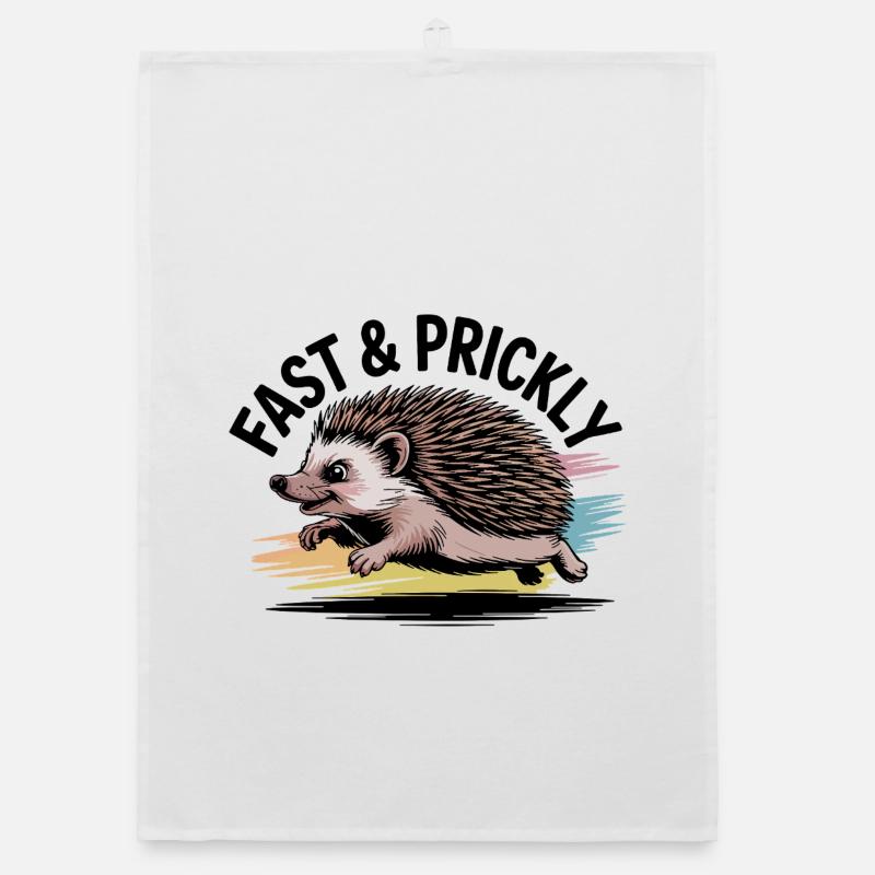 Bunter Sprint-Igel Organic Geschirrtuch