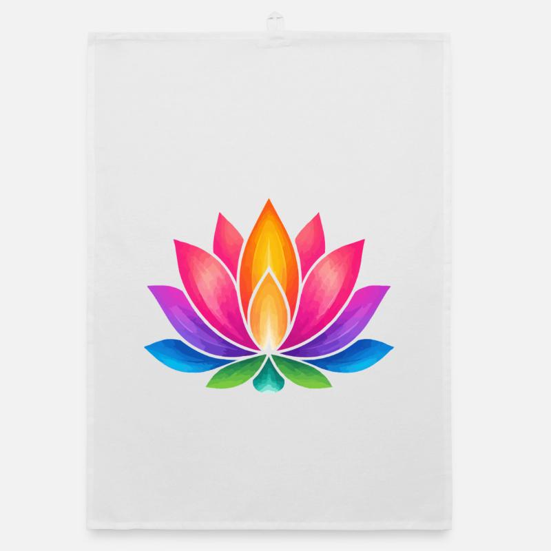 Explosion de couleurs de la fleur de lotus lumineuse Torchon bio