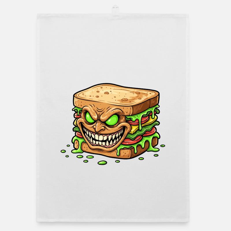 Monstre Sandwich Effrayant Torchon bio