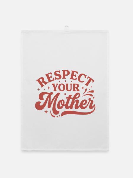 Respektiere deine Mutter Vintage-Skript - Organic Geschirrtuch - Weiß - Vorne