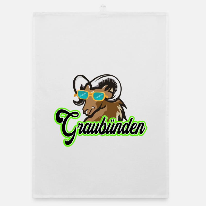 Graubünden Steinbock mit Sonnenbrille Organic Geschirrtuch