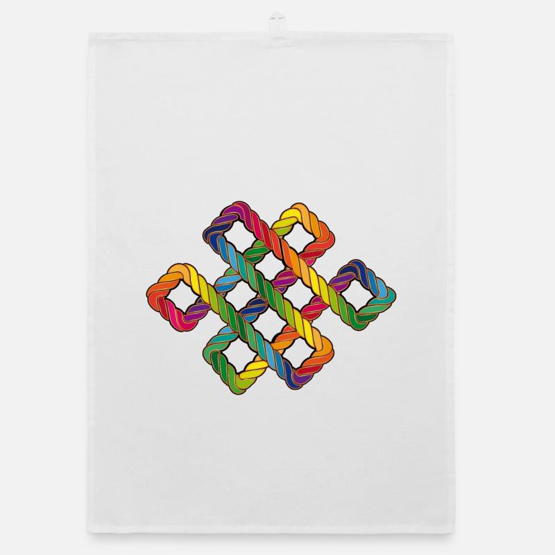 Buddhist endless knot rainbow Organic dish towel