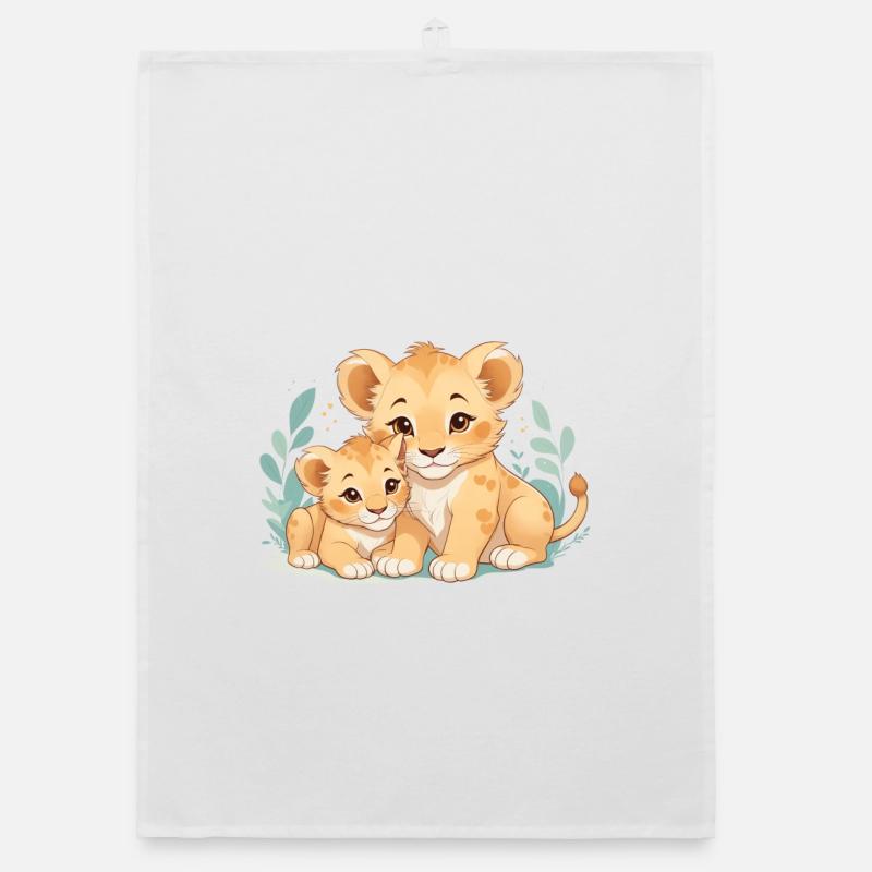cuddling lion cubs Organic dish towel
