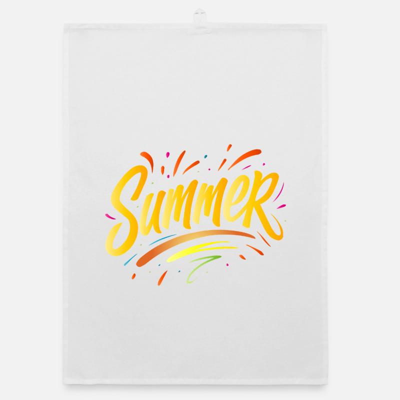 Summer Typo - Design d’été avec des éléments d’éclaboussure Torchon bio