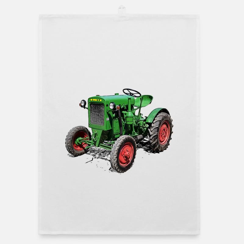 Grüner Oldtimer-Traktor Organic Geschirrtuch
