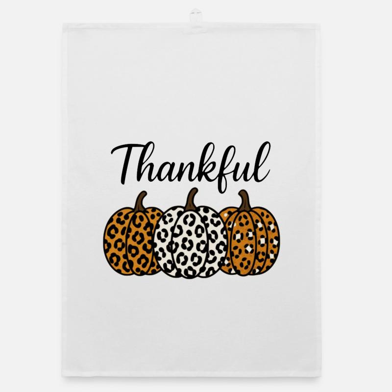 Leopard Pumpkin Fall Thankful Organic dish towel