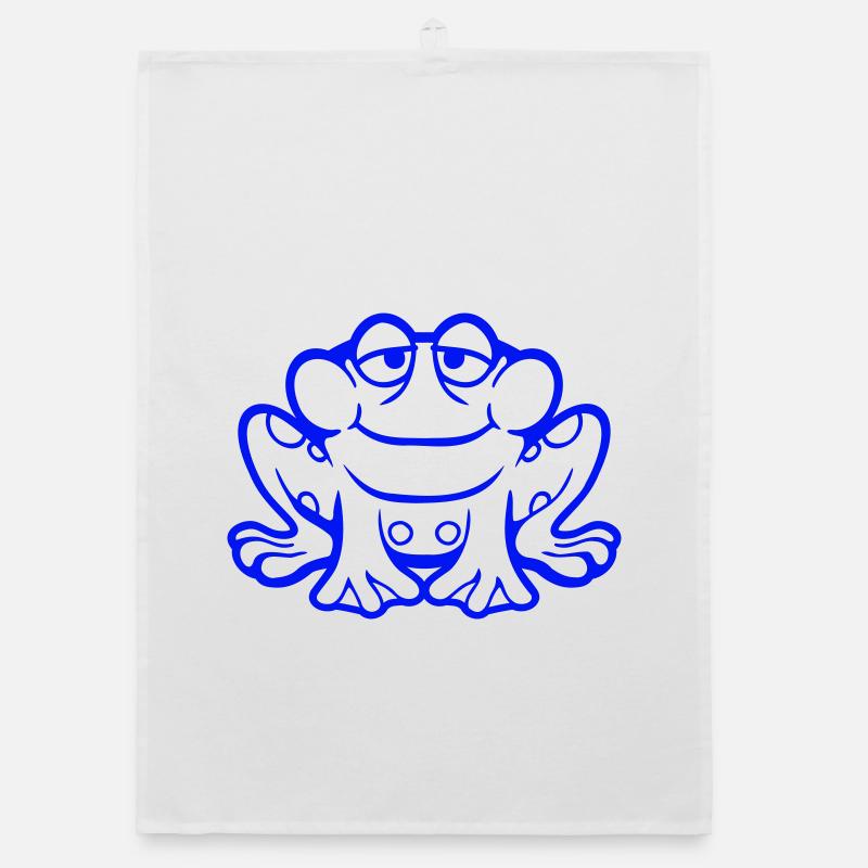 Frog toad smiles funny sitting comic happy Organic dish towel
