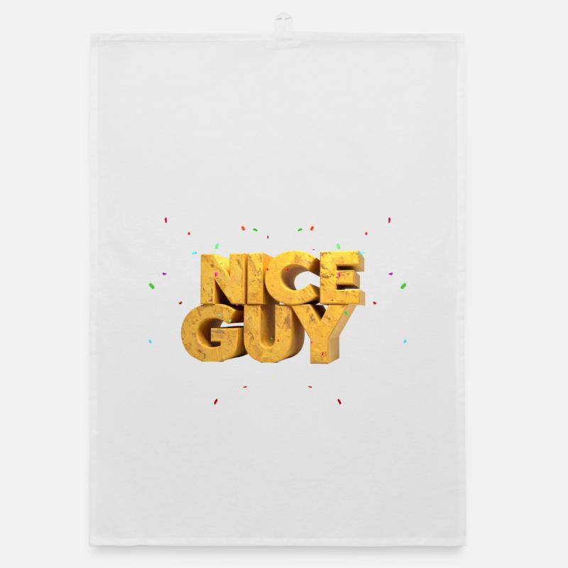 Nice Guy – Monumentale Sandstein-Buchstaben & Konf - Organic Geschirrtuch - Weiß