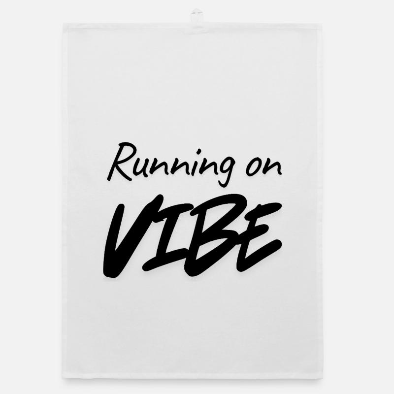 Running on Vibe – Esthétique de la typographie minimaliste - Torchon bio - blanc