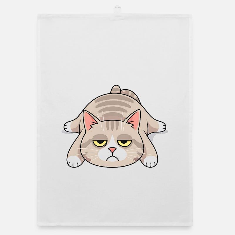 Grim late riser cat morning grouch Organic dish towel