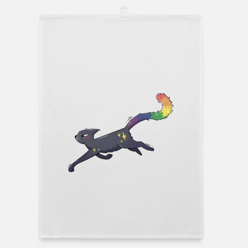 Katze mit Sternen und Pride Flagge Organic Geschirrtuch