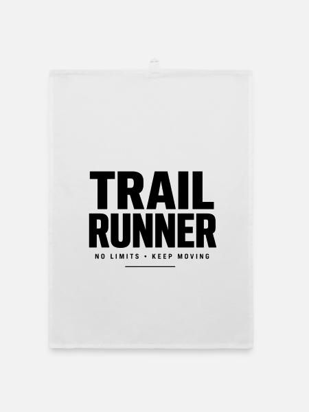 Trail Runner -  No Limits Keep Moving - Organic Geschirrtuch - Weiß - Vorne