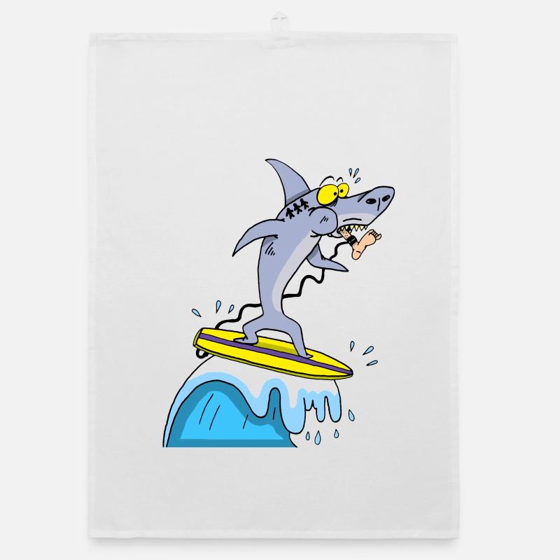Surfer shark Organic dish towel