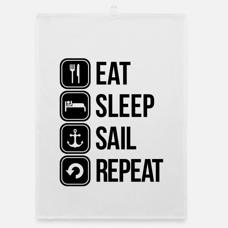 eat sleep sail repeat Organic dish towel
