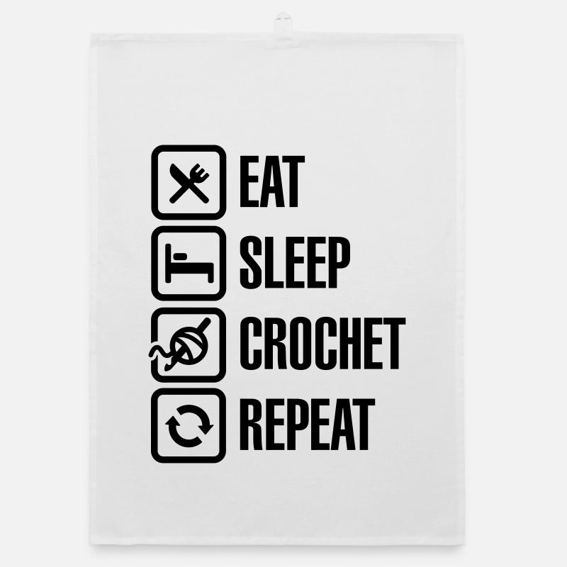 Eat Sleep Crochet Repeat Torchon bio