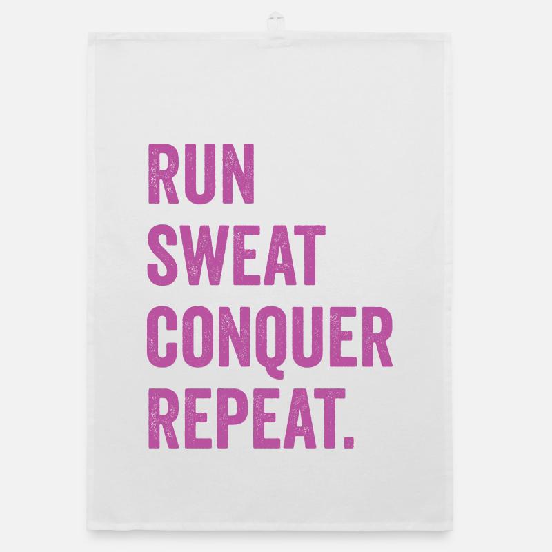 Courir. Sueur. Conquérir. Répéter. Torchon bio