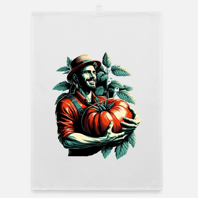 Tomate XXL groß Mann glücklich Geschenk Organic Geschirrtuch