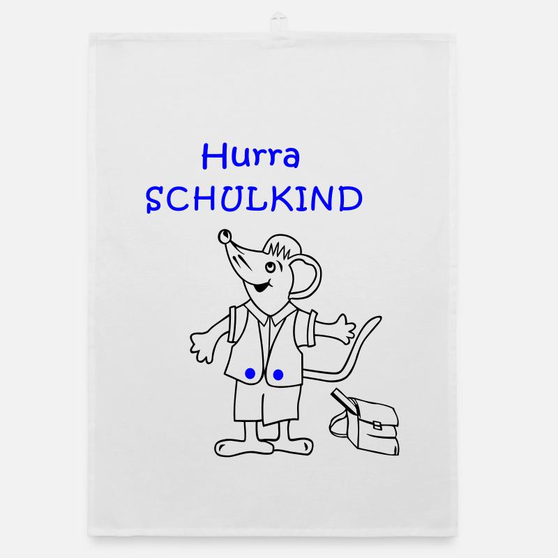 Hurra Schulkind Einschulung - Organic Geschirrtuch - Weiß