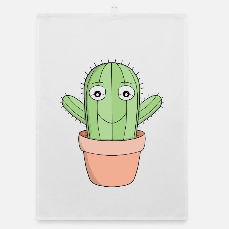 A cute smiling cactus Organic dish towel