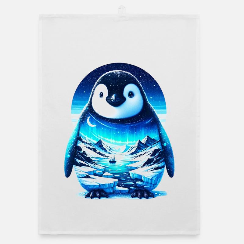 Pinguin - Organic Geschirrtuch - Weiß