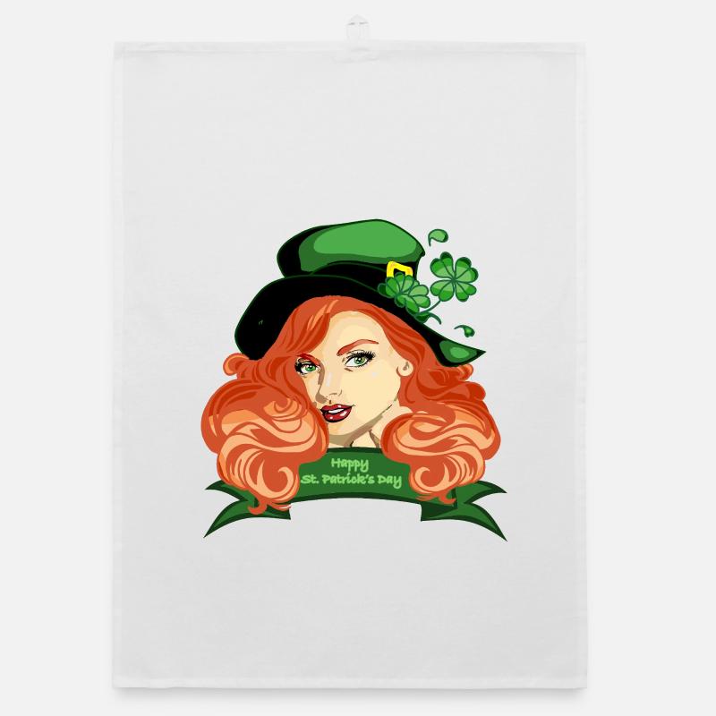 St. Patricks Pinup-Kleeblatthut Organic Geschirrtuch