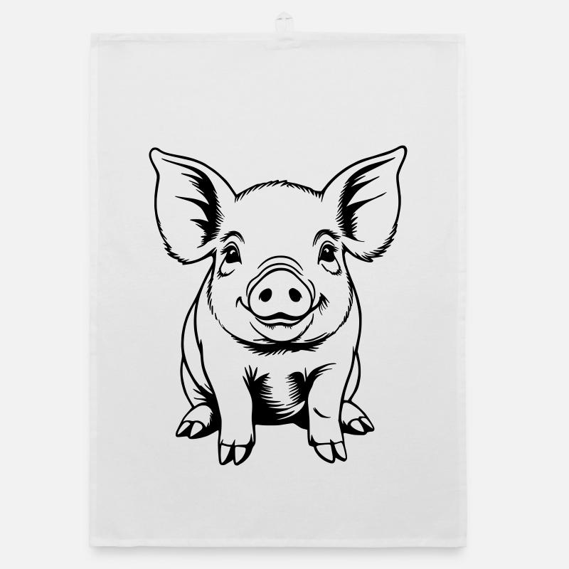Pig Sow Piglet Piglet Sketch Drawing Organic dish towel