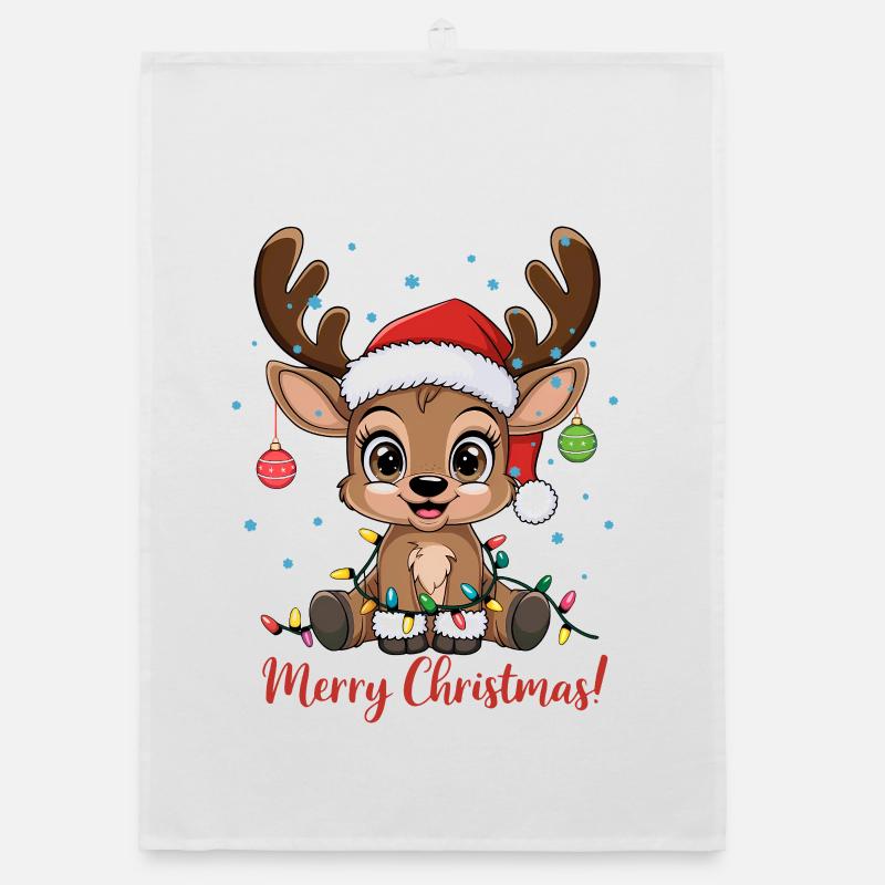 Pull de Noël en renne mignon Joyeux Noël Torchon bio