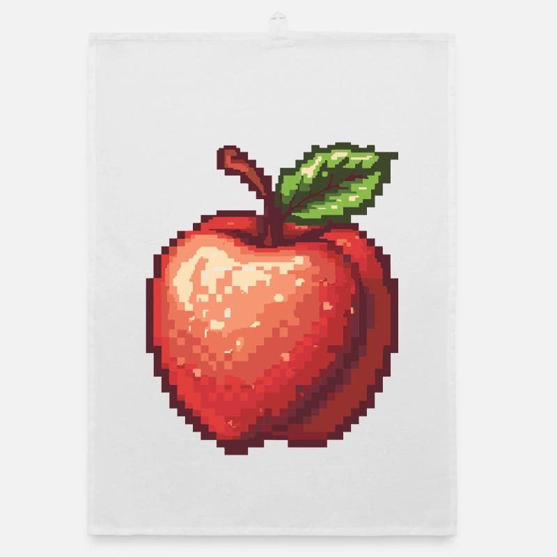 Retro Pixel Apfel Organic Geschirrtuch