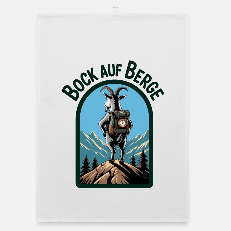 Mountain goat with backpack Organic dish towel