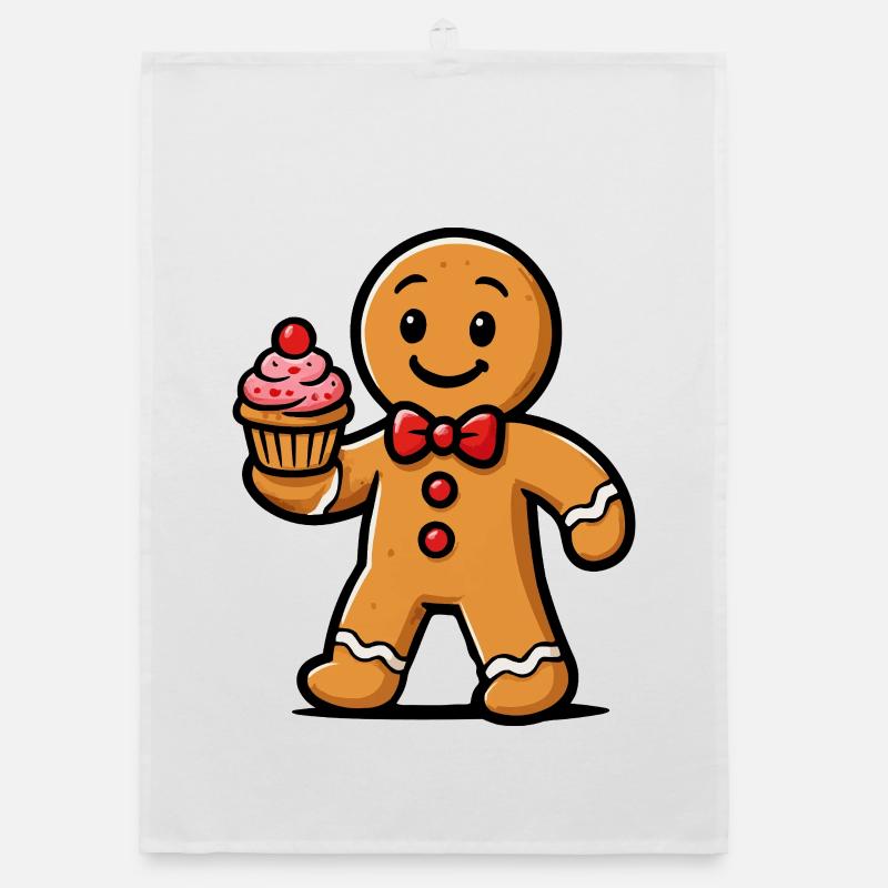 Gingerbread Man Cupcake Cartoon Organic dish towel