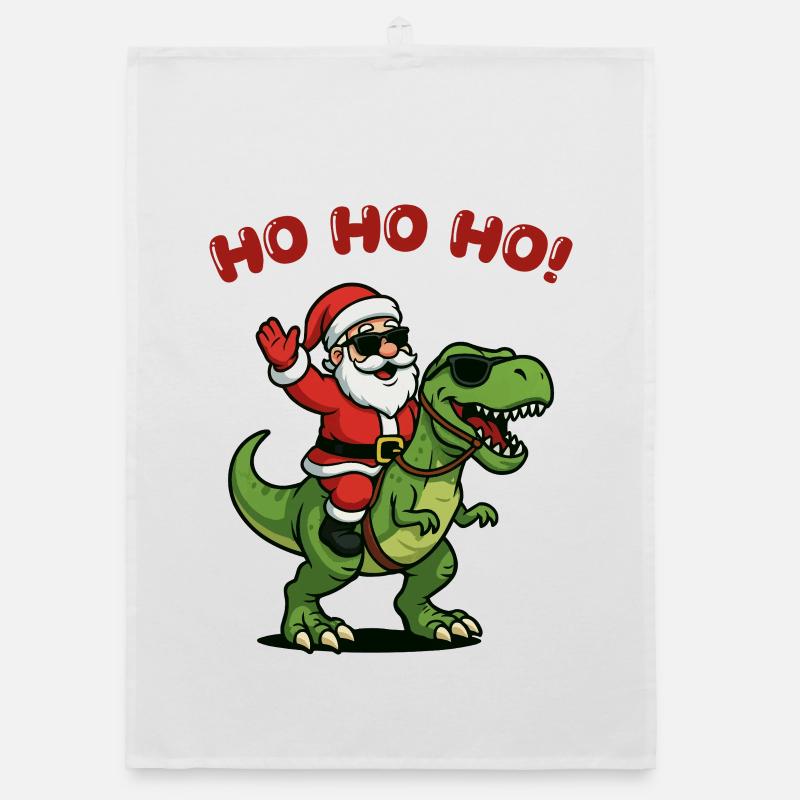 Père Noël sur Dino : Ho Ho Ho Torchon bio