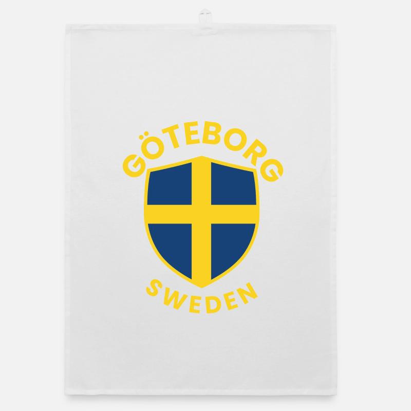 Göteborgs Sköld en couleurs suédoises Torchon bio