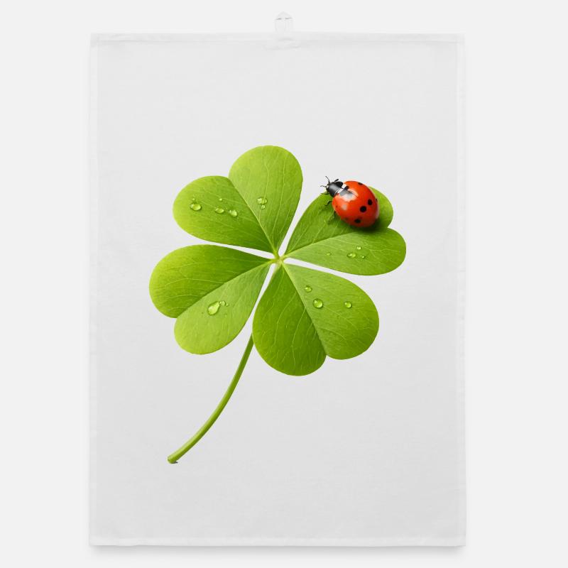 Vierblättriger Klee mit Marienkäfer  Organic Geschirrtuch