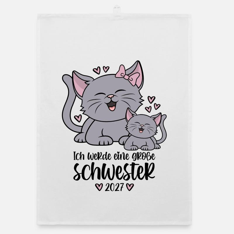 Ich werde eine Große Schwester 2027 Kätzchen Organic Geschirrtuch