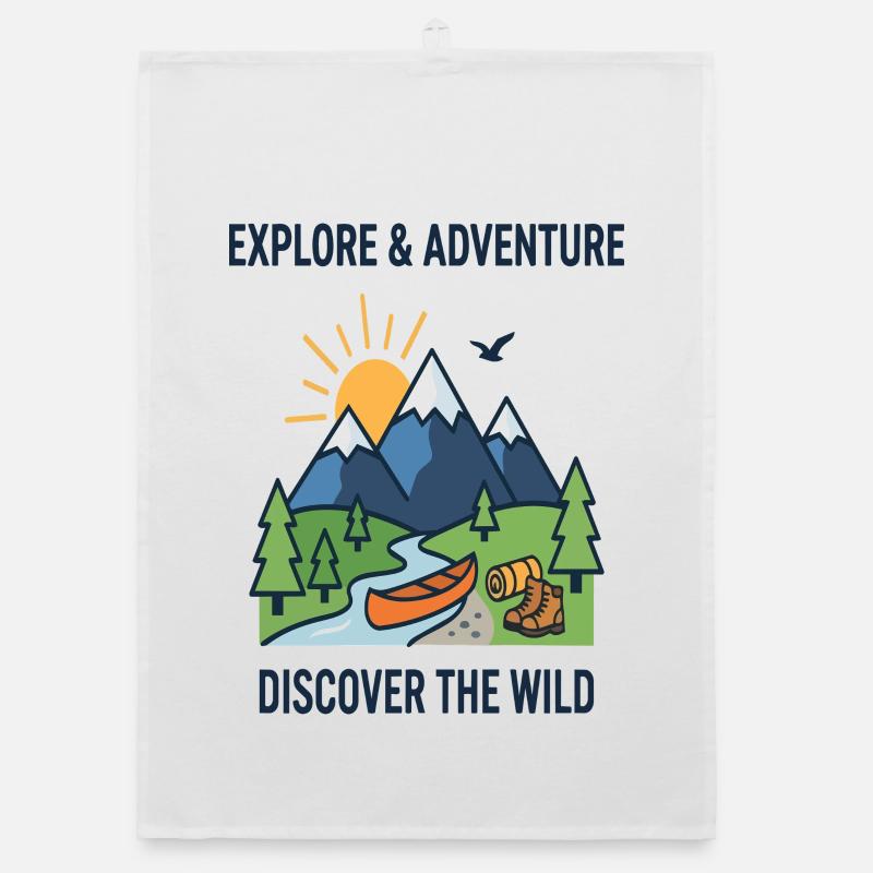Explore Adventure Discover The Wild Canoe Organic dish towel
