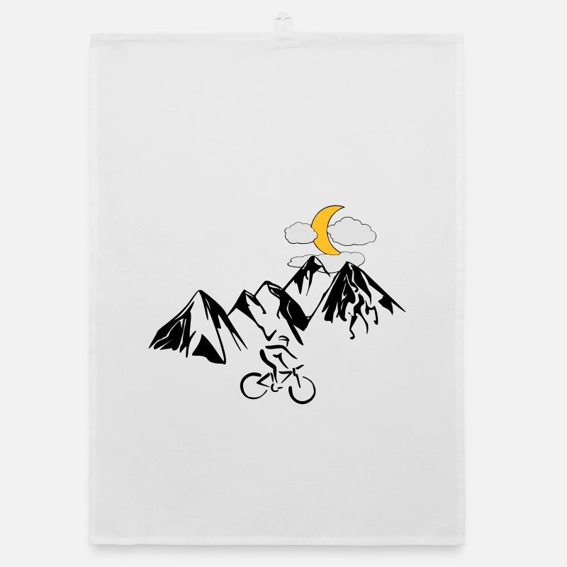 Mountainbiker mit Bergen Organic Geschirrtuch