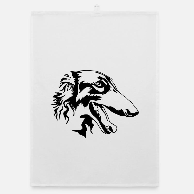 Borzoi head Organic dish towel