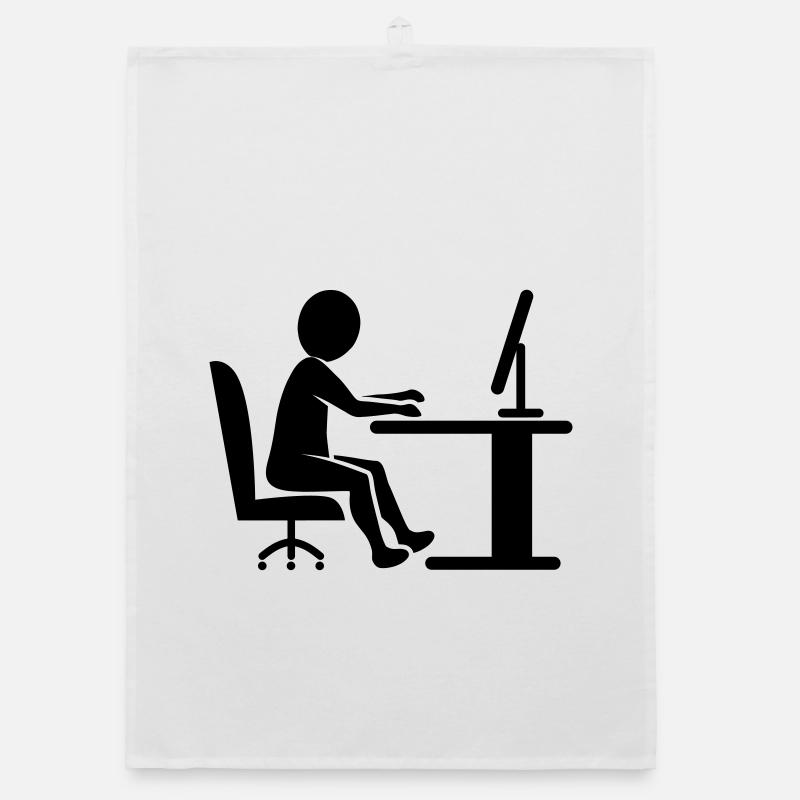 Icon desk work / black and white Organic dish towel