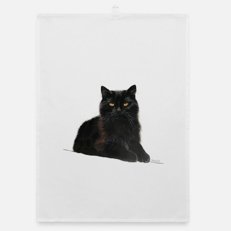 Chat - Torchon bio - blanc